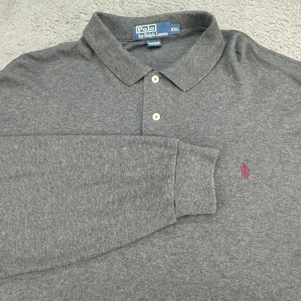 Polo Ralph Lauren Polo Shirt Mens‎ XXL Gray Long Sleeve Cotton Solid Pony Logo